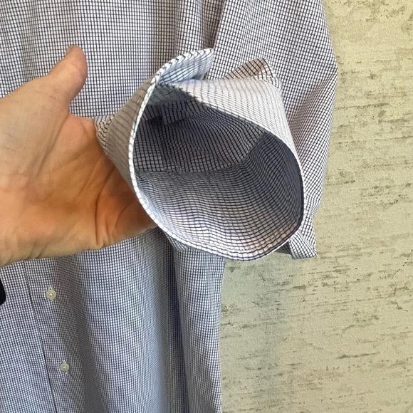 Gitman Bros Tailored Fit Men's Classic Blue Gingham Button Up Shirt Sz 16 35 USA - Picture 5 of 14
